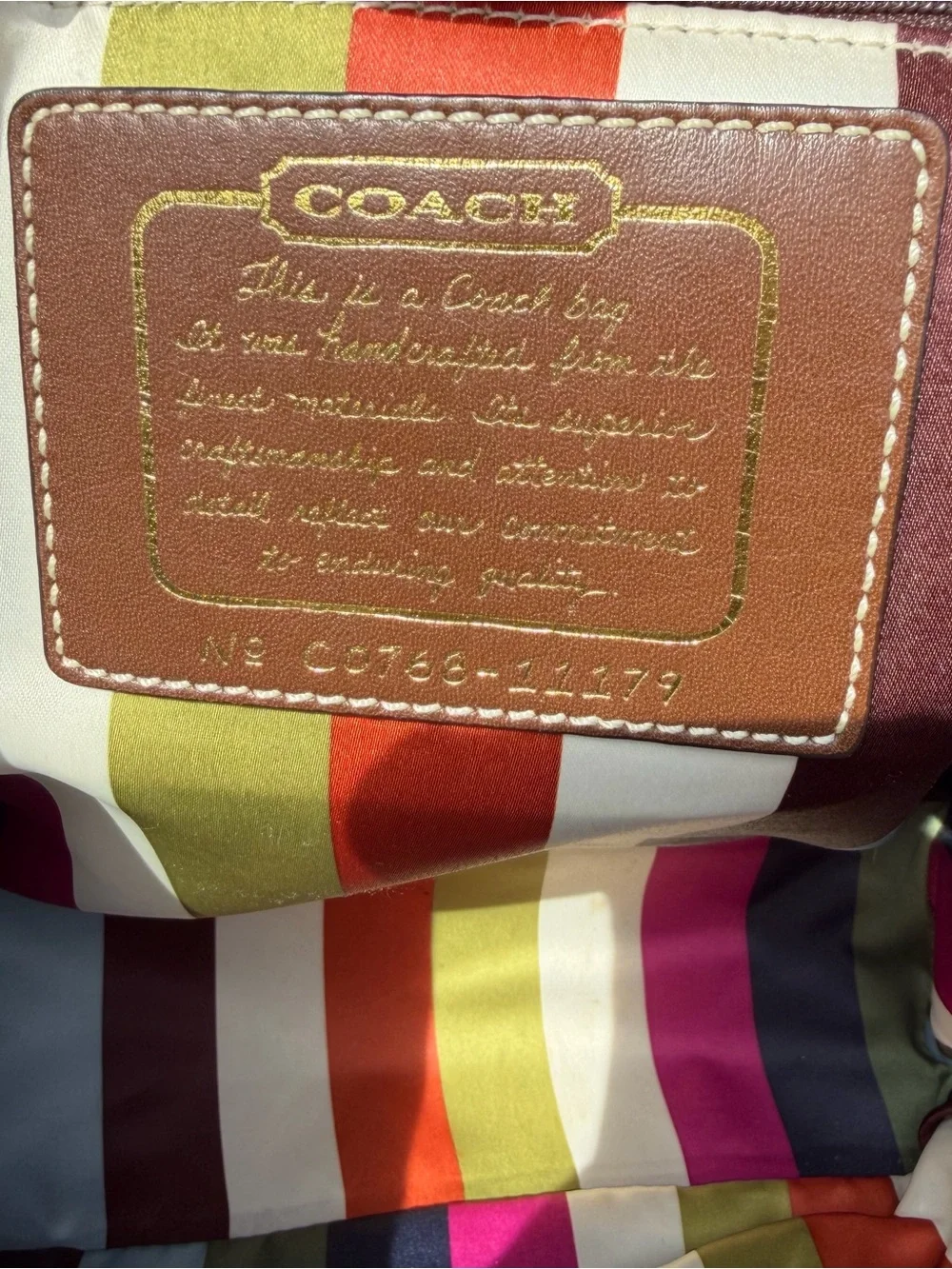 Coach Blue Signature Denim Tote with Brown Leather Trim